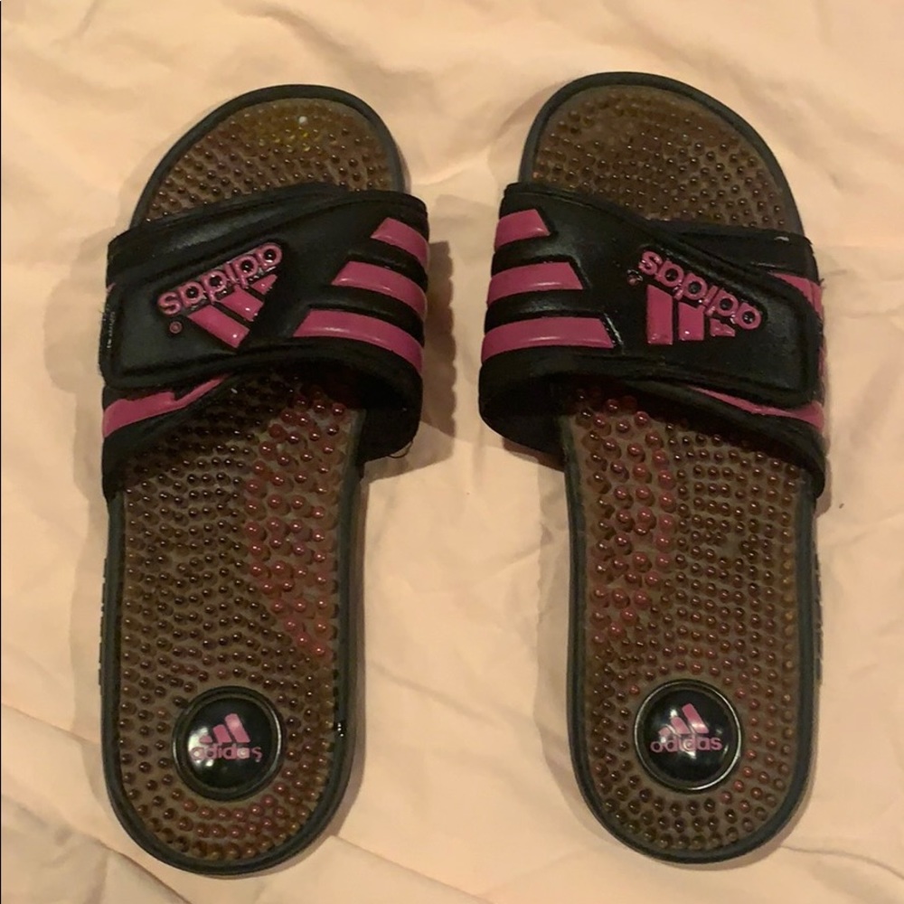 Pink adidas slides